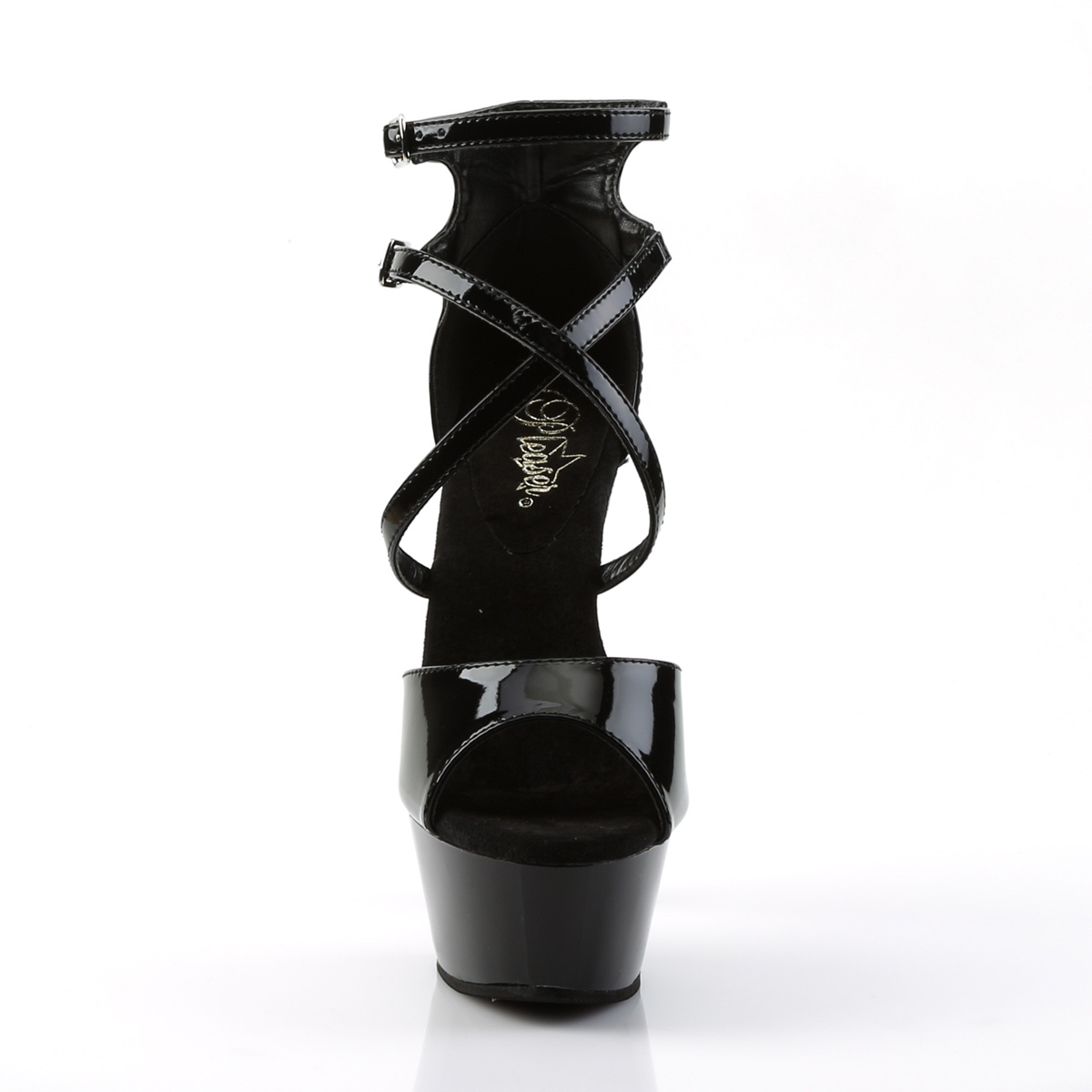 Pleaser Kiss-254 B/M - Shiny Black Platform High-Heel Sandals