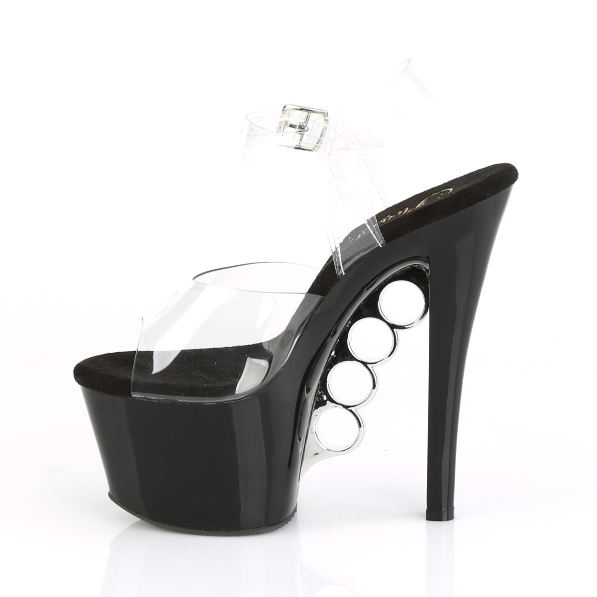 Pleaser Knucks-708 C/B - Clear High-Platform Sandals