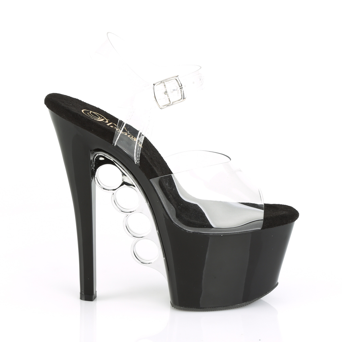 Pleaser Knucks-708 C/B - Clear High-Platform Sandals