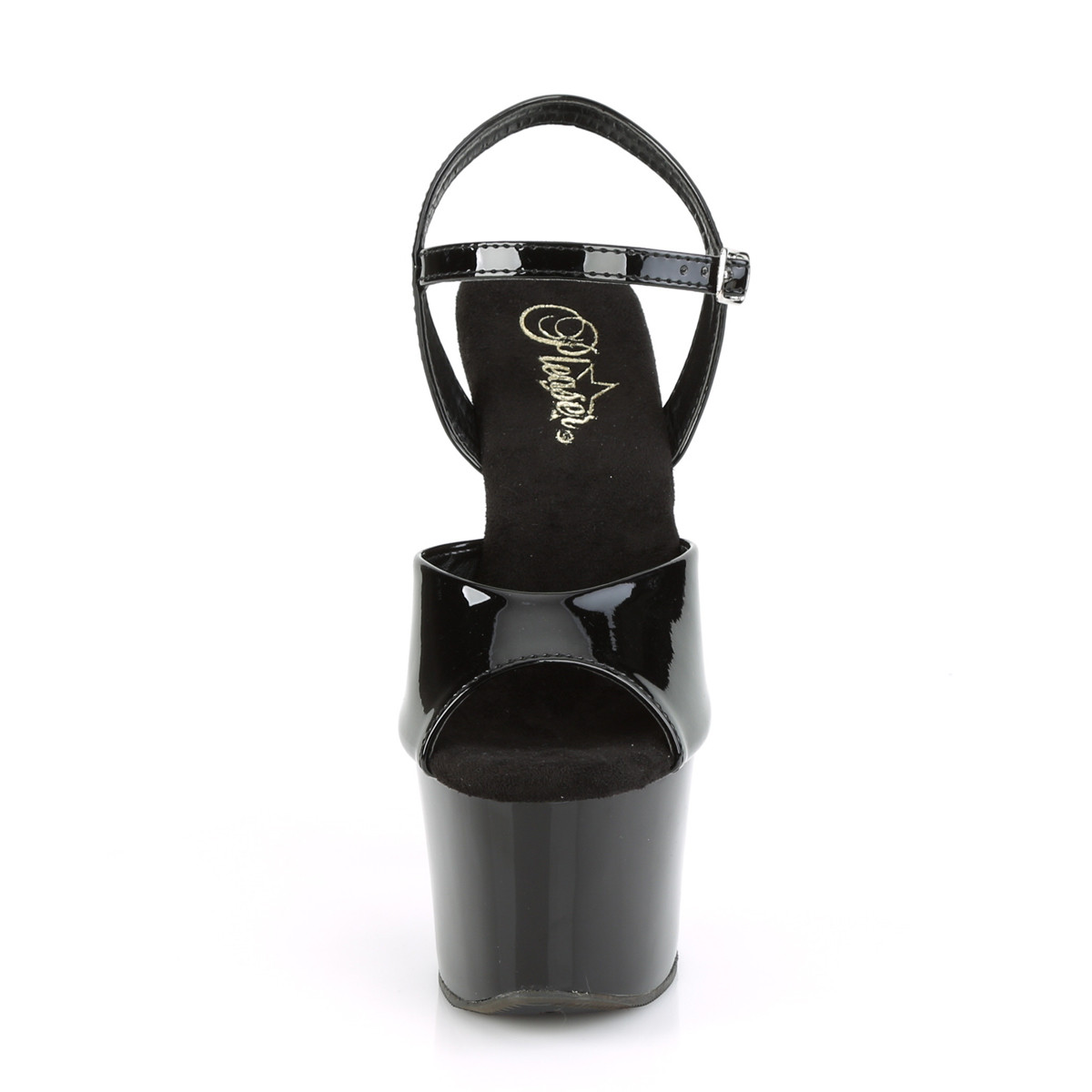 Pleaser Knucks-709 B/M - Shiny Black High-Platform Sandals