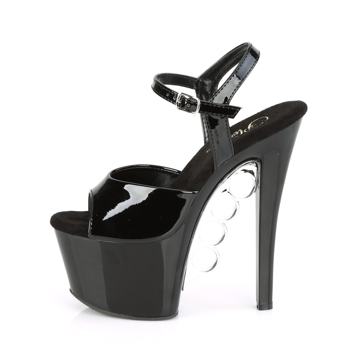 Pleaser Knucks-709 B/M - Shiny Black High-Platform Sandals
