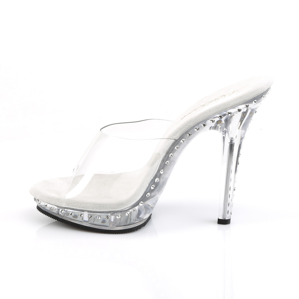 Fabulicious Lip-101LS C/M - Clear High-Heel Single Sole Slides