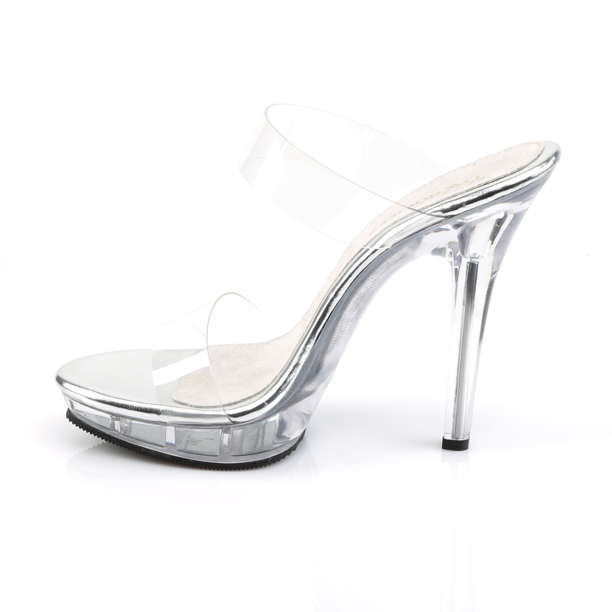 Fabulicious Lip-102-1 C/M - Clear High-Heel Single Sole Slides