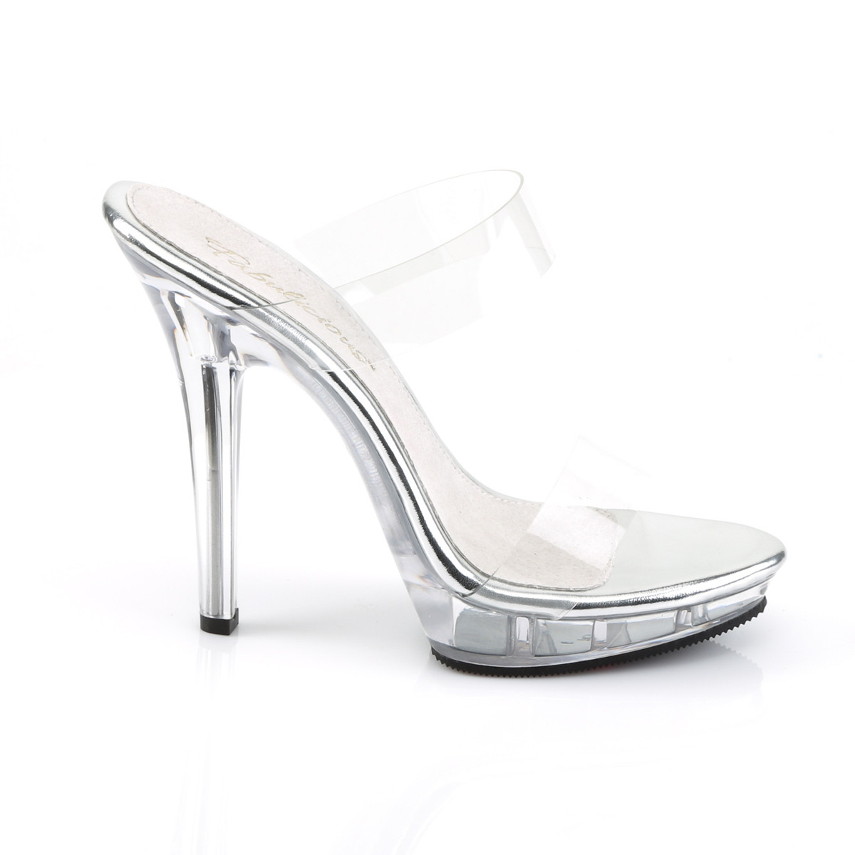 Fabulicious Lip-102-1 C/M - Clear High-Heel Single Sole Slides