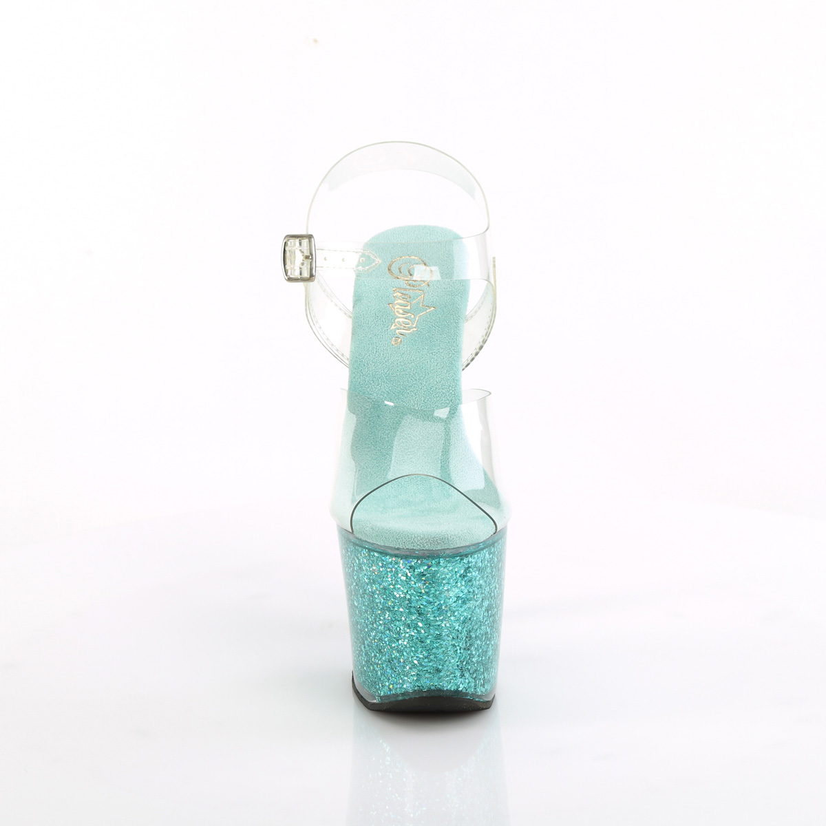 Pleaser Lovesick-708SG C/AQG - Clear High-Platform Sandals