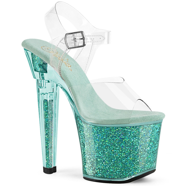Pleaser Lovesick-708SG C/AQG - Clear High-Platform Sandals