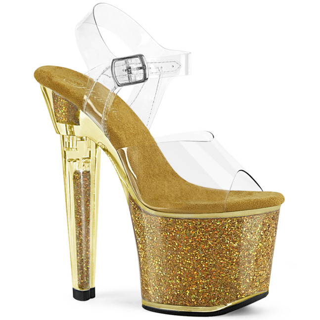 Pleaser Lovesick-708SG C/GG - Clear High-Platform Sandals