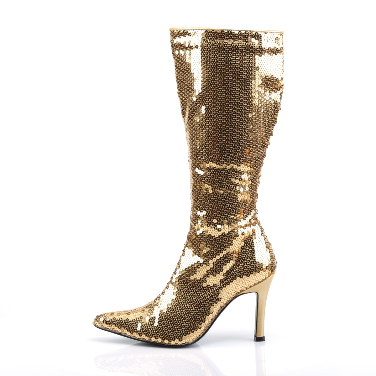 Funtasma Lust-2001SQ G - Gold Heeled Knee High Single Sole Boots