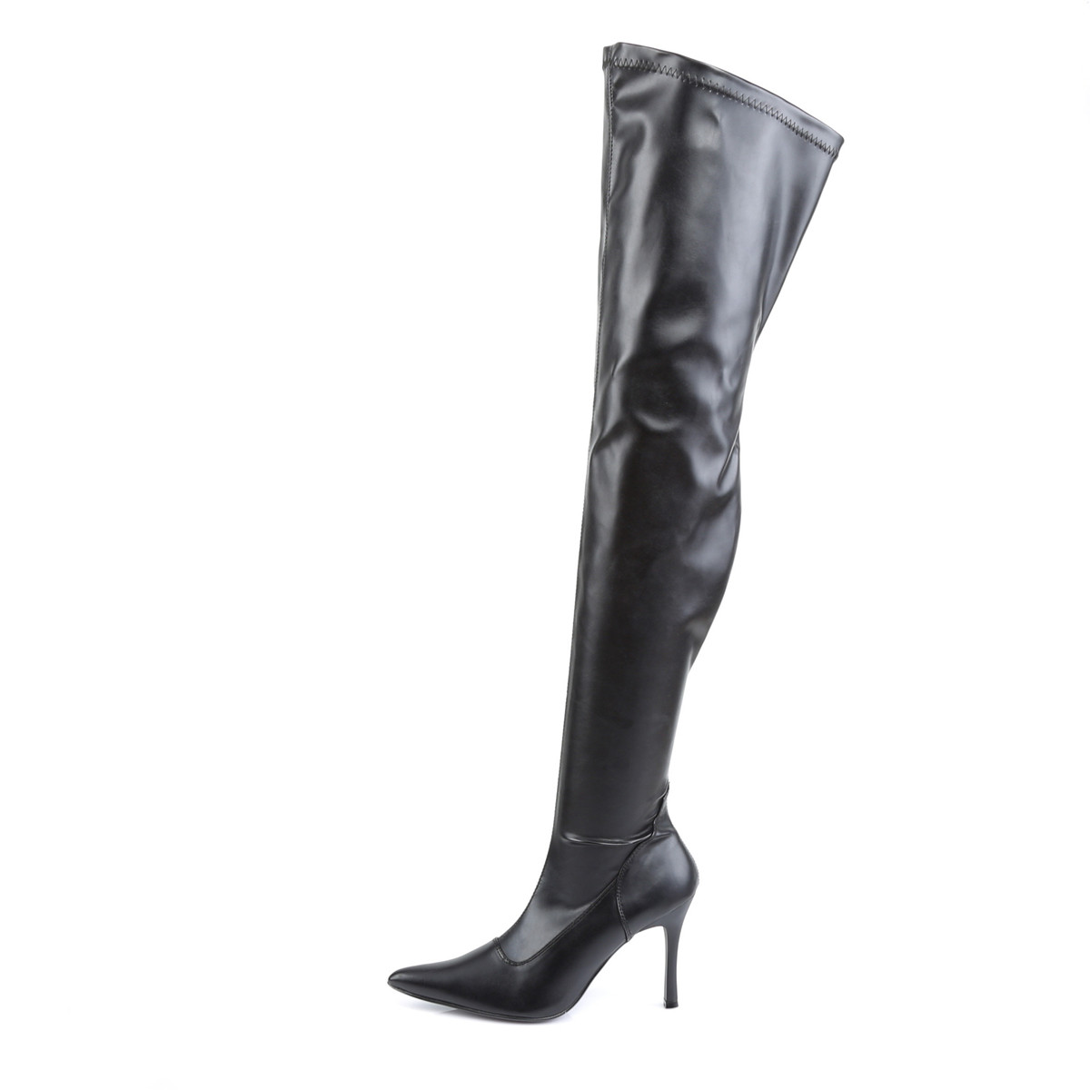 Funtasma Lust-3000 B/PU - Black Heeled Single Sole Thigh High Boots