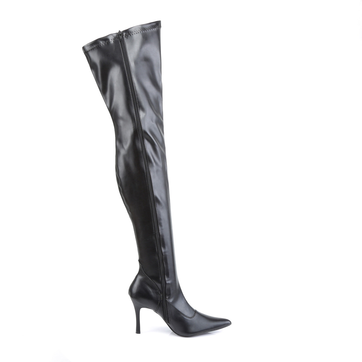 Funtasma Lust-3000 B/PU - Black Heeled Single Sole Thigh High Boots