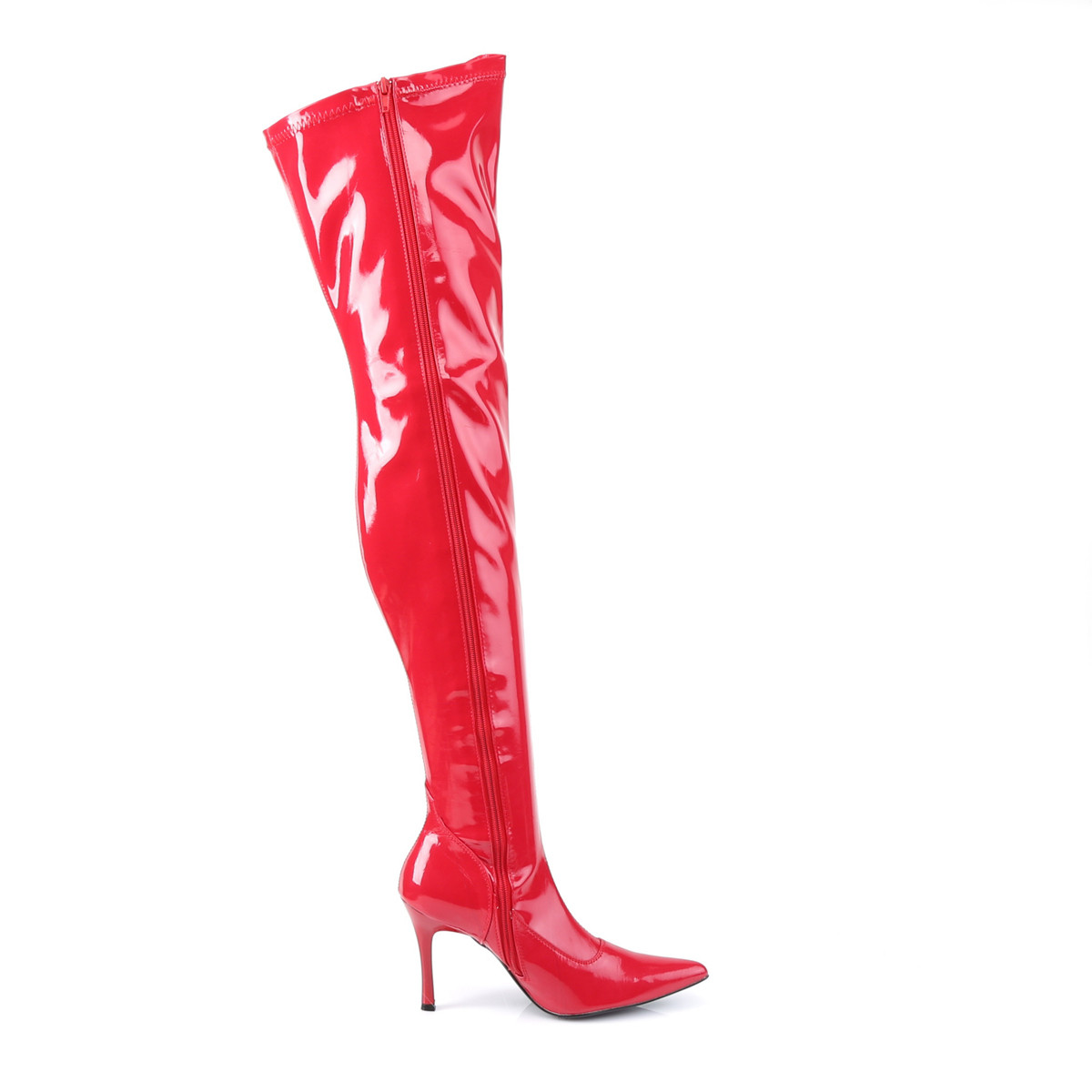 Funtasma Lust-3000 R - Shiny Red Heeled Single Sole Thigh High Boots