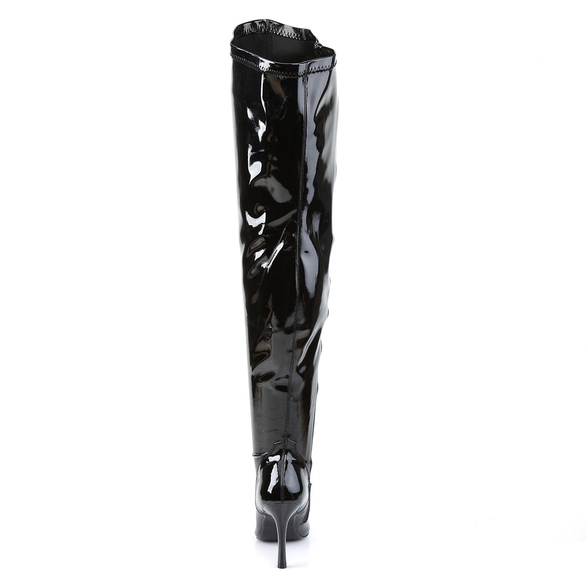 Funtasma Lust-3000X B - Shiny Black Heeled Single Sole Thigh High Boots For Wider Foot