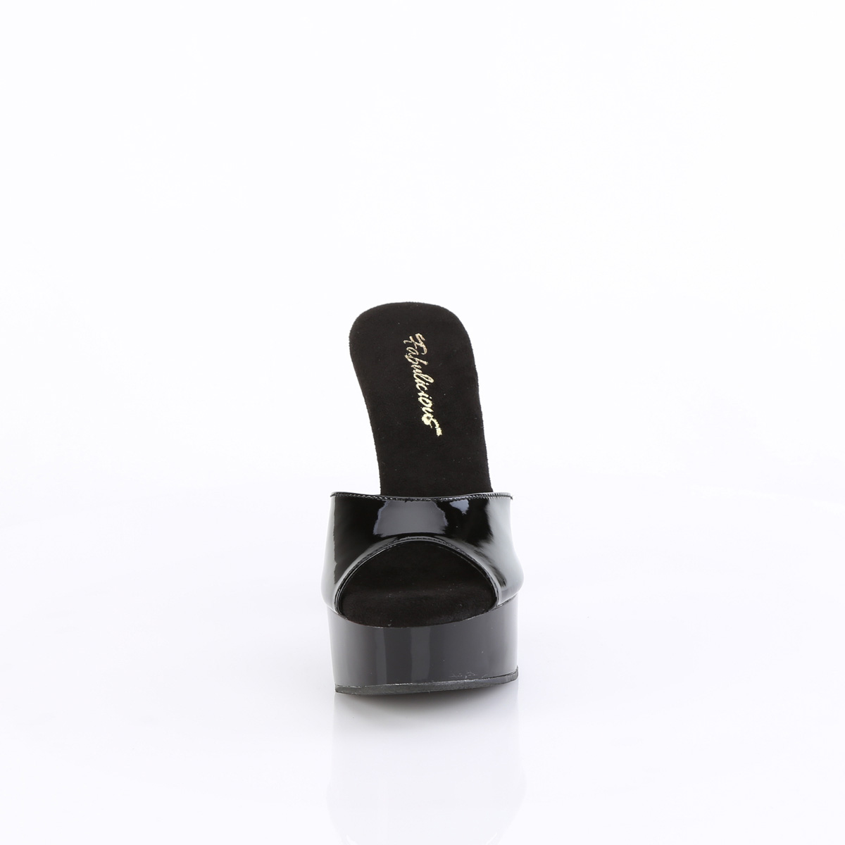Fabulicious Martini-501 B/M - Shiny Black Platform High-Heel Slides