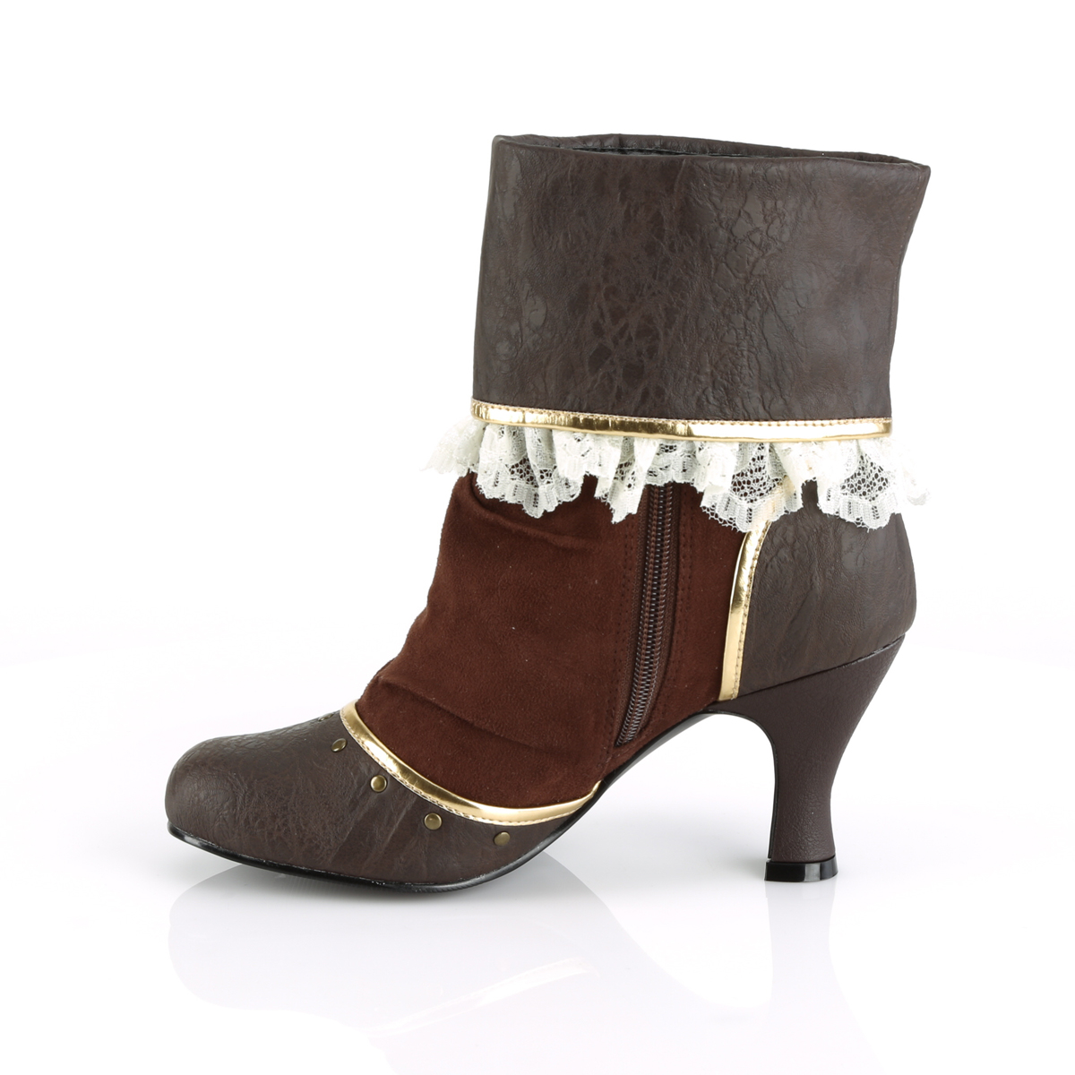 Funtasma Matey-115 BNPU-MF - Brown Chunky-Heel Single Sole Ankle Boots