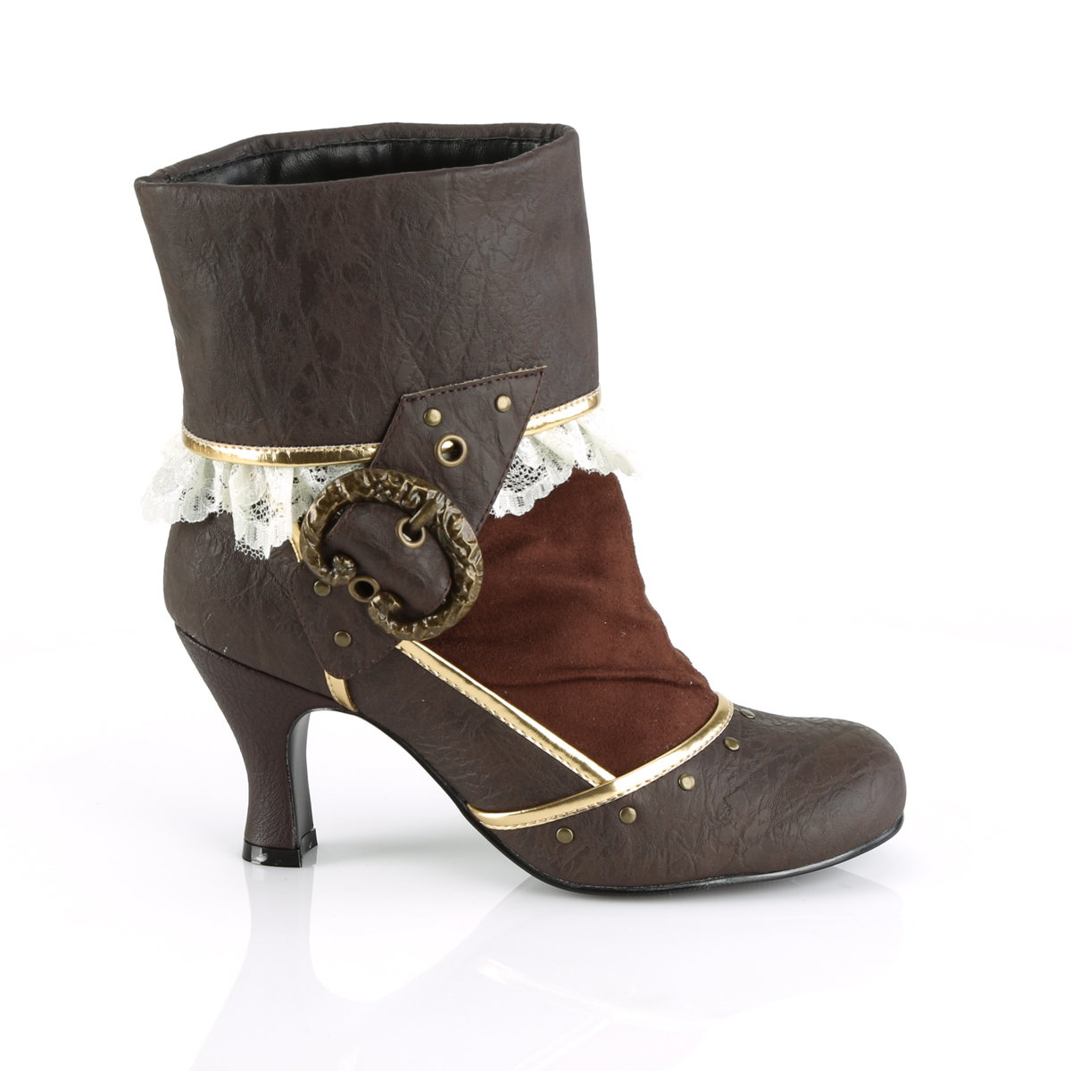 Funtasma Matey-115 BNPU-MF - Brown Chunky-Heel Single Sole Ankle Boots