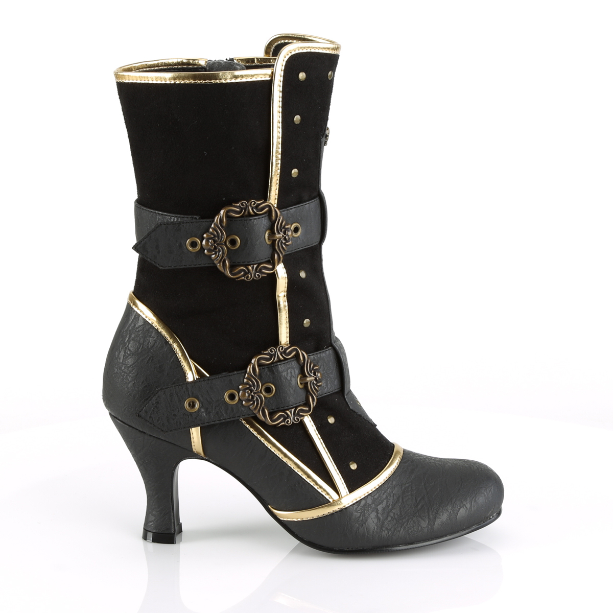 Funtasma Matey-205 BPU-MF - Black Chunky-Heel Single Sole Ankle Boots