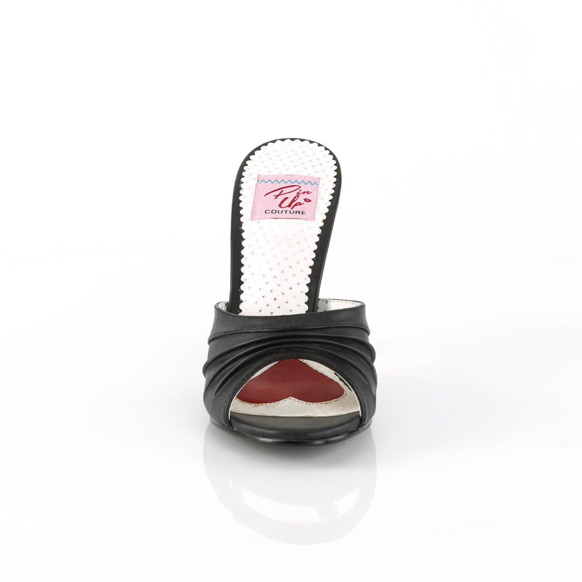 Pin Up Couture Monroe-01 BPU - Black High-Heel Single Sole Slides