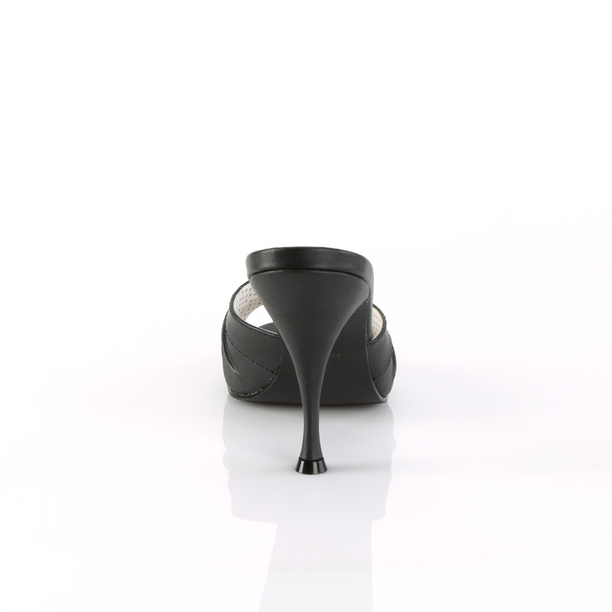 Pin Up Couture Monroe-01 BPU - Black High-Heel Single Sole Slides