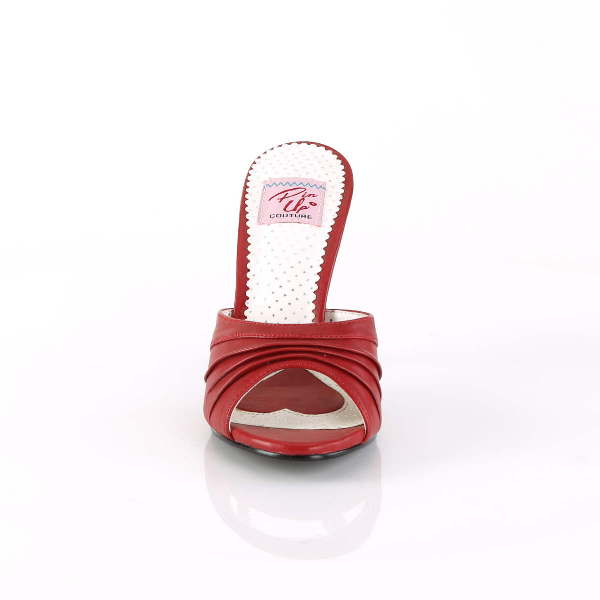 Pin Up Couture Monroe-01 RPU - Red High-Heel Single Sole Slides