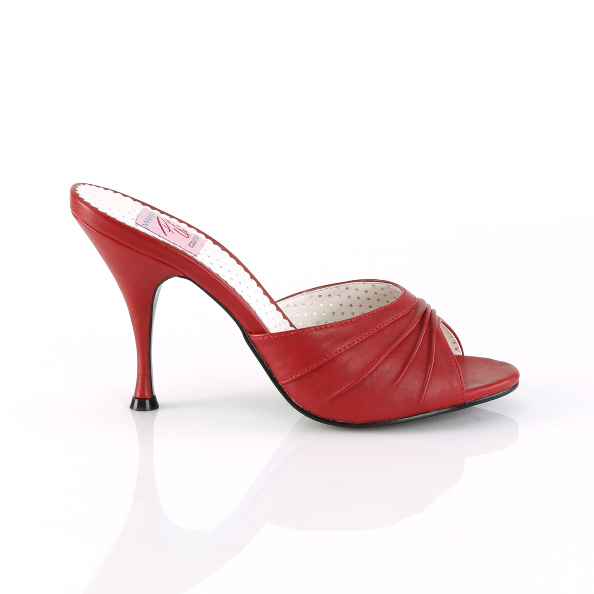 Pin Up Couture Monroe-01 RPU - Red High-Heel Single Sole Slides