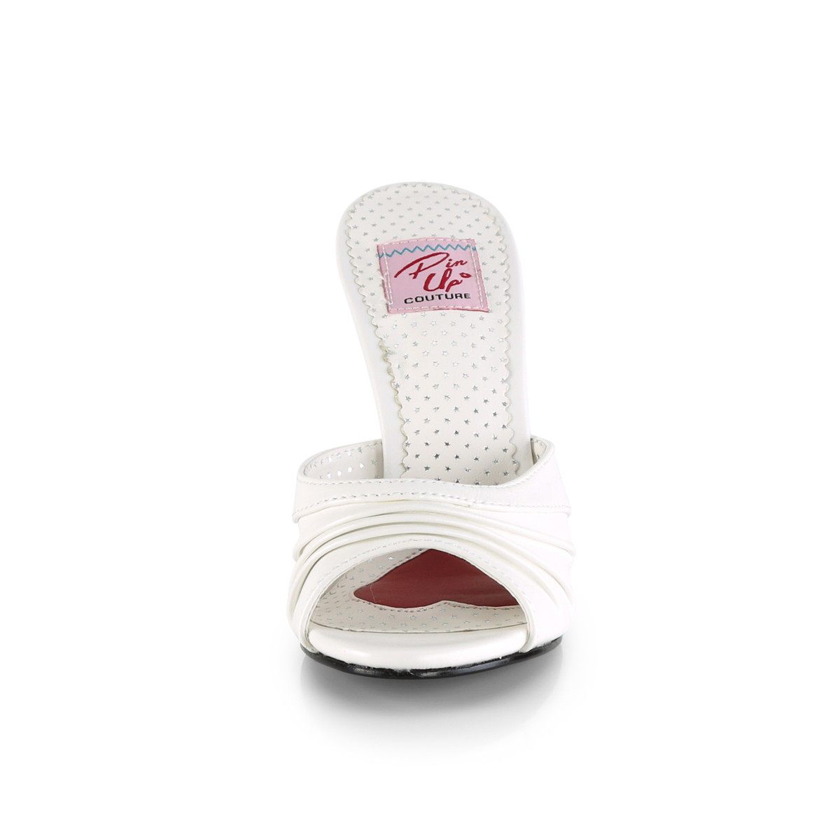 Pin Up Couture Monroe-01 WPU - White High-Heel Single Sole Slides