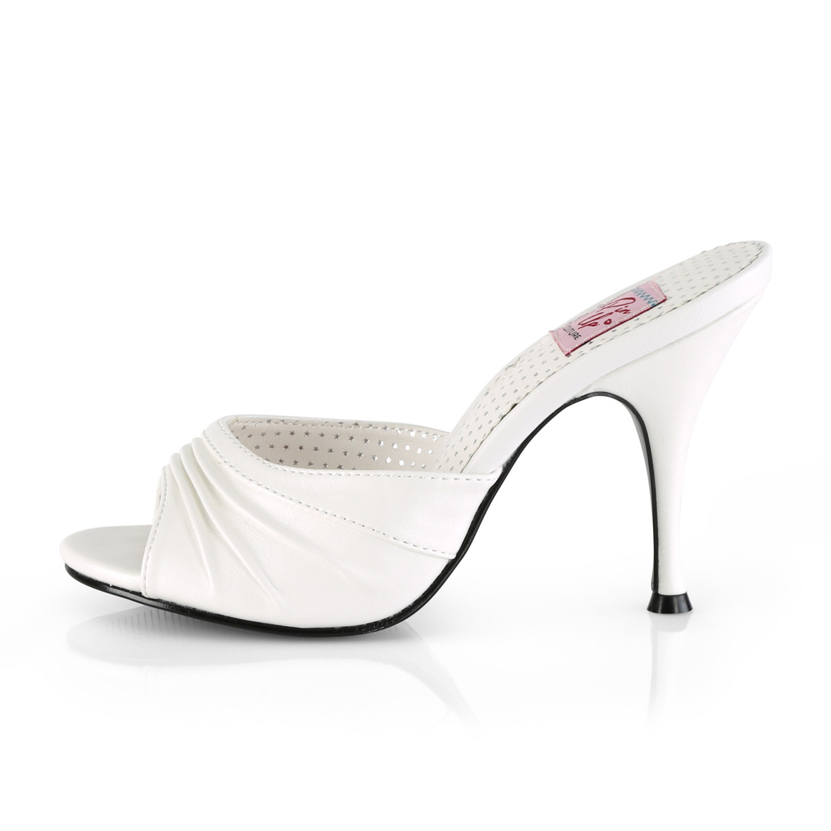 Pin Up Couture Monroe-01 WPU - White High-Heel Single Sole Slides