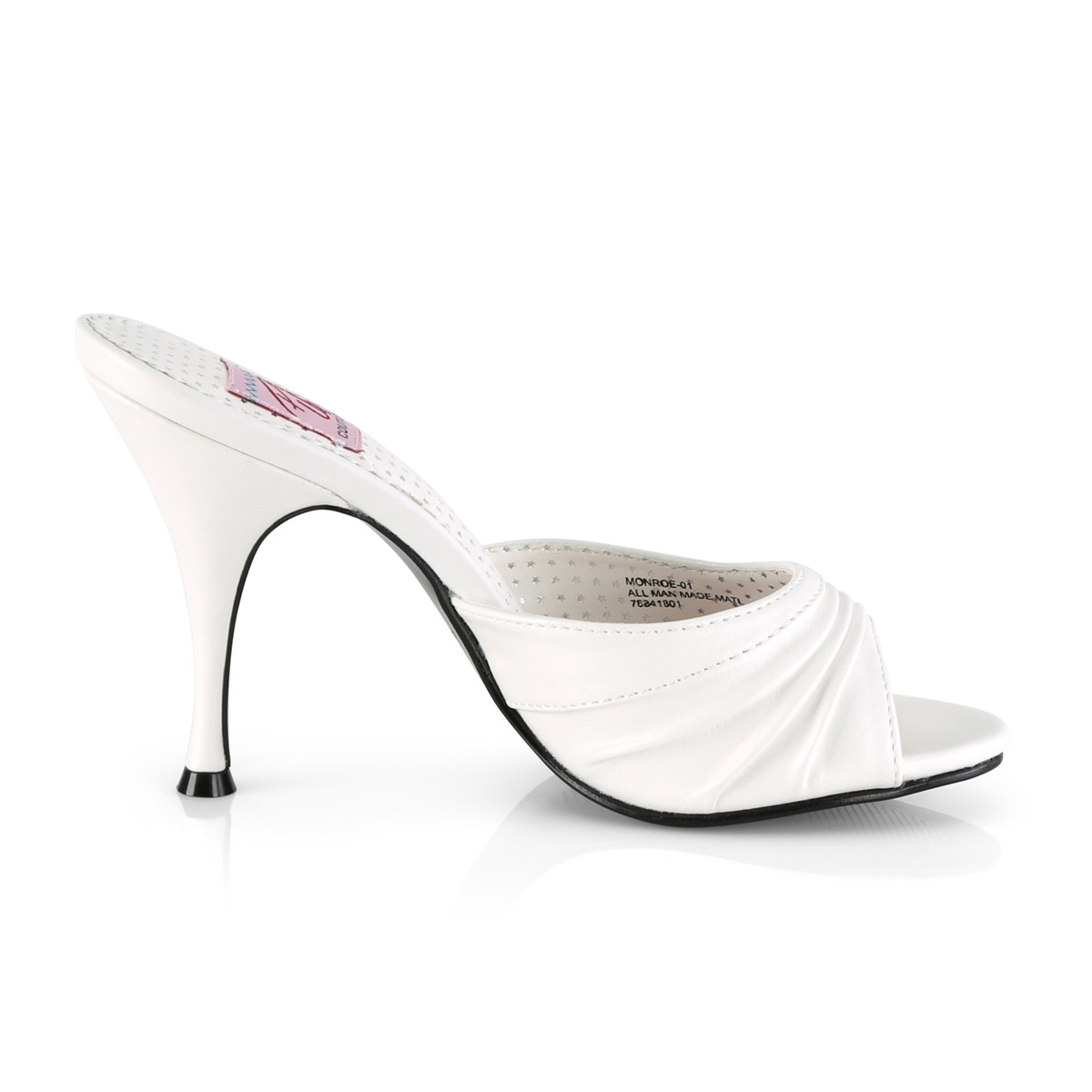 Pin Up Couture Monroe-01 WPU - White High-Heel Single Sole Slides