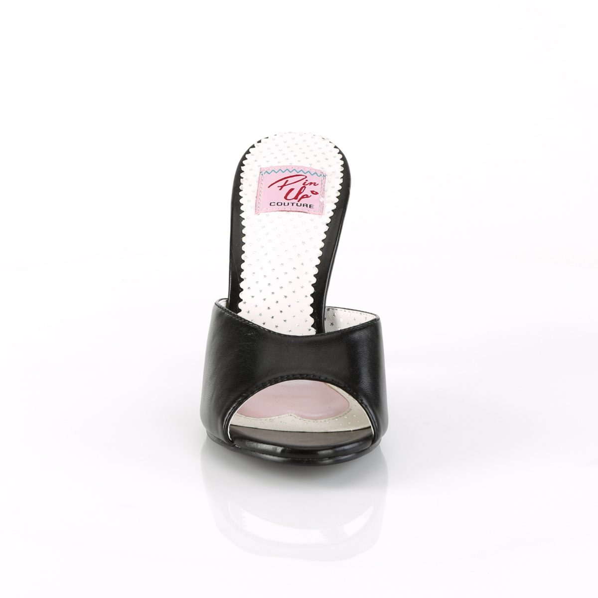Pin Up Couture Monroe-05 BPU - Black High-Heel Single Sole Slides