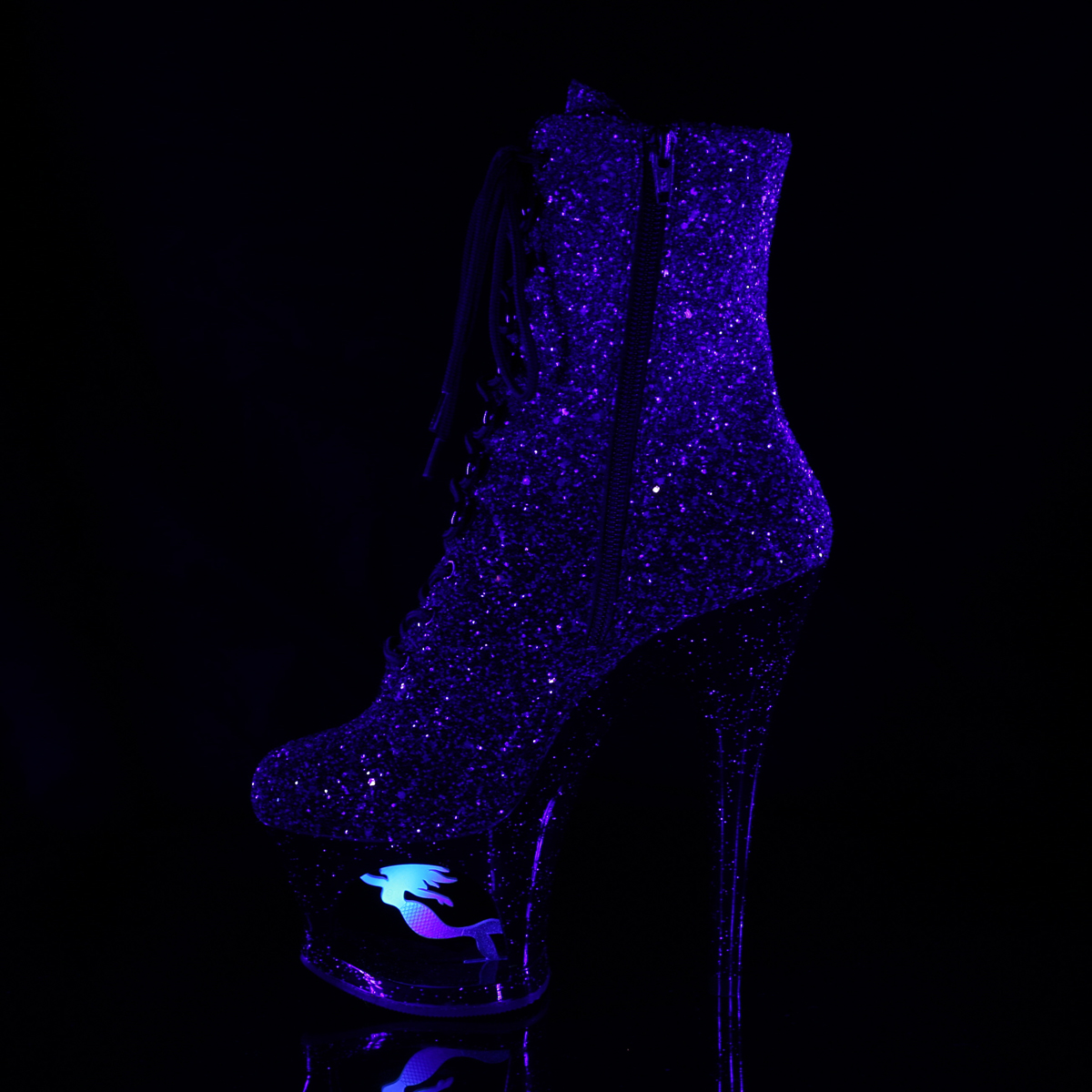 Pleaser Moon-1020MER PP-BG/B - Violet High-Platform Ankle Boots