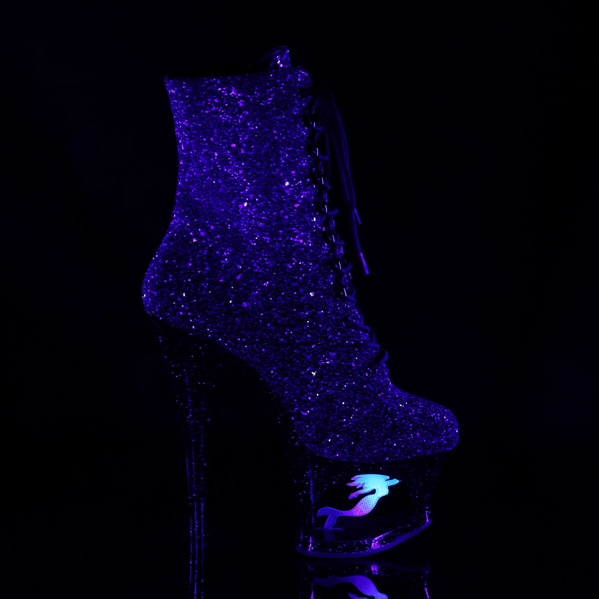 Pleaser Moon-1020MER PP-BG/B - Violet High-Platform Ankle Boots