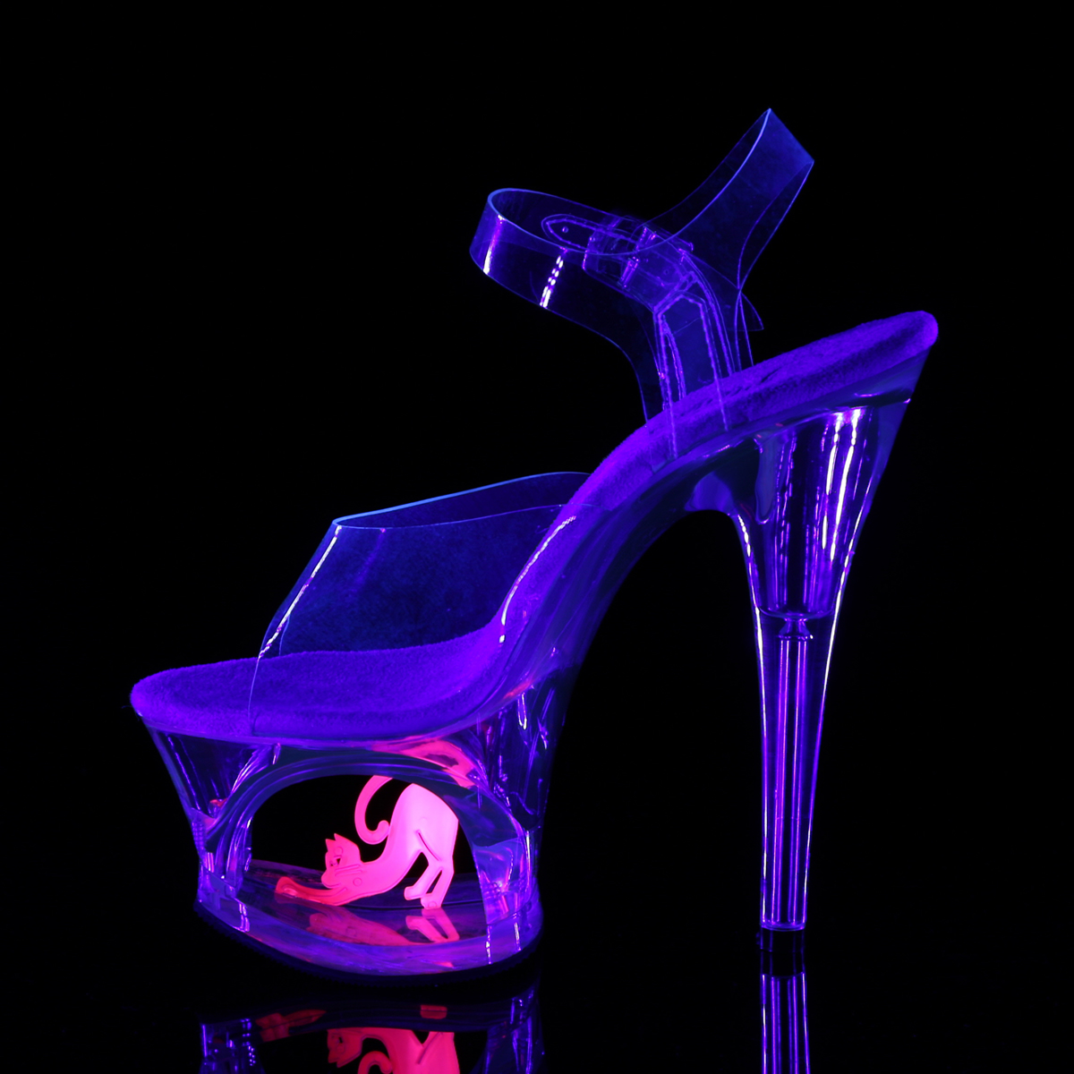 Pleaser Moon-708CAT C/C-PN - Clear High-Platform Sandals