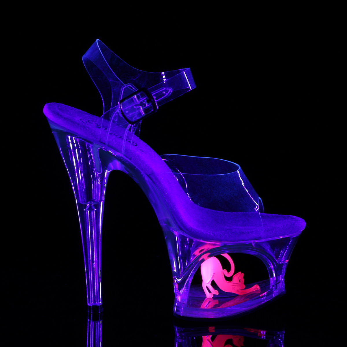 Pleaser Moon-708CAT C/C-PN - Clear High-Platform Sandals