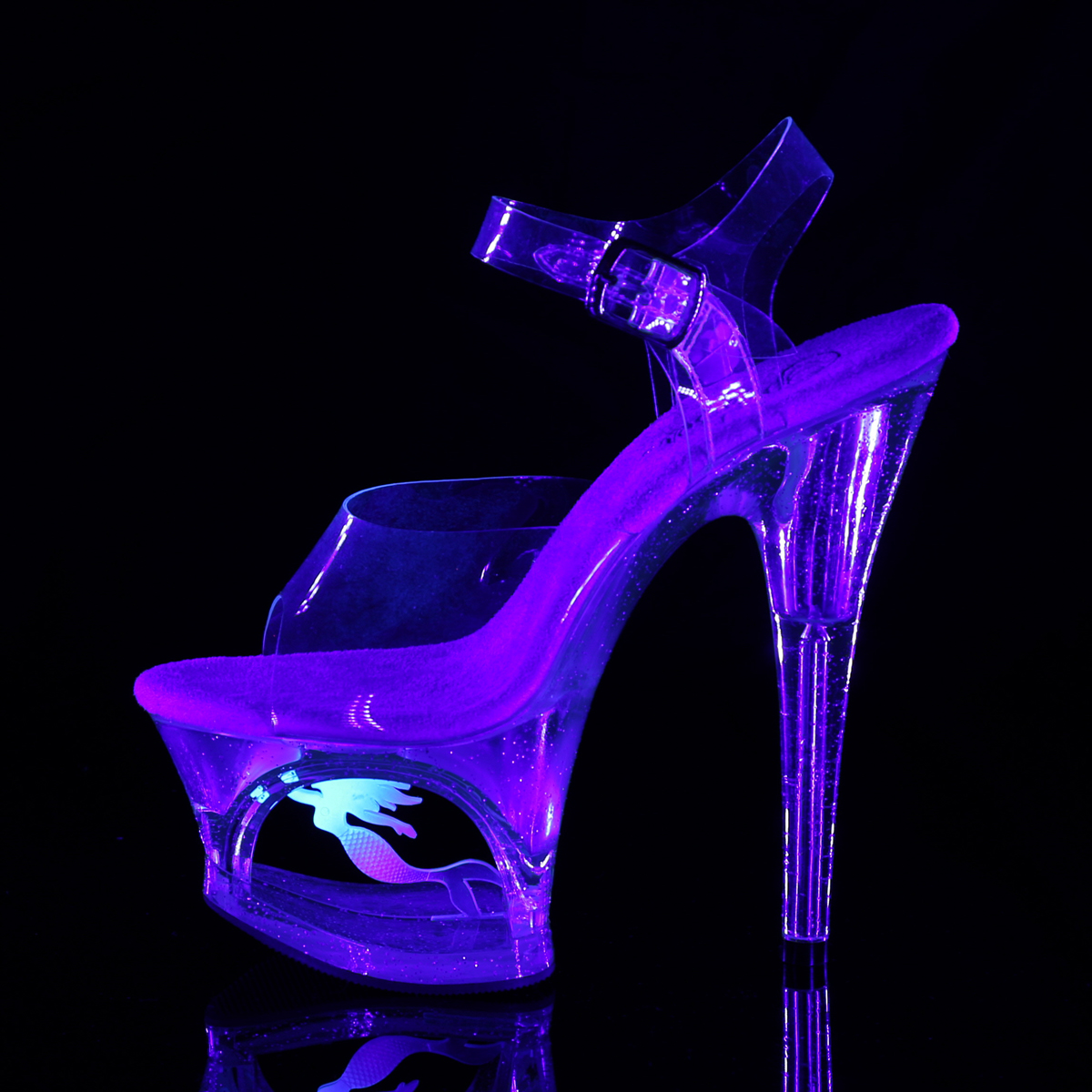 Pleaser Moon-708MER C/M - Clear High-Platform Sandals