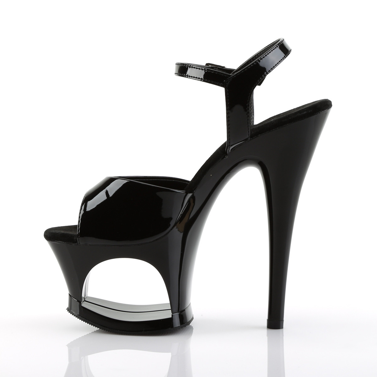 Pleaser Moon-709 B/M - Shiny Black High-Platform Sandals