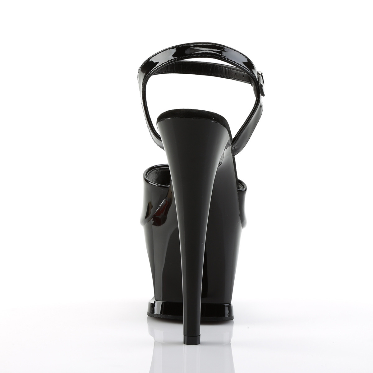 Pleaser Moon-709 B/M - Shiny Black High-Platform Sandals