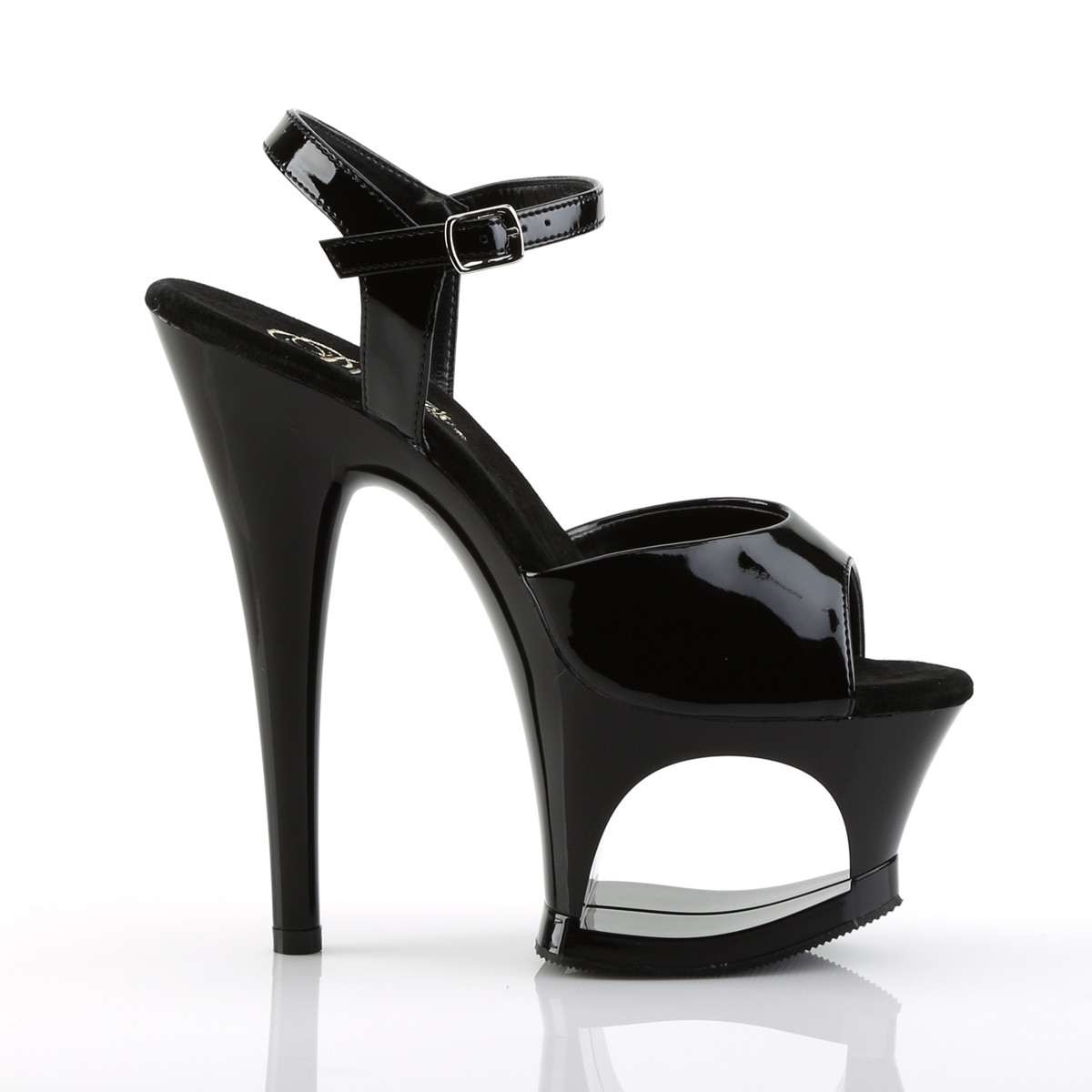Pleaser Moon-709 B/M - Shiny Black High-Platform Sandals