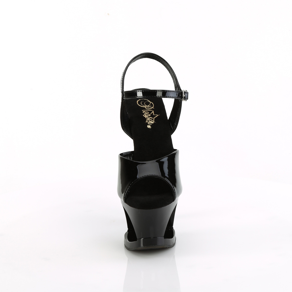 Pleaser Moon-709H B/B-R - Shiny Black High-Platform Sandals