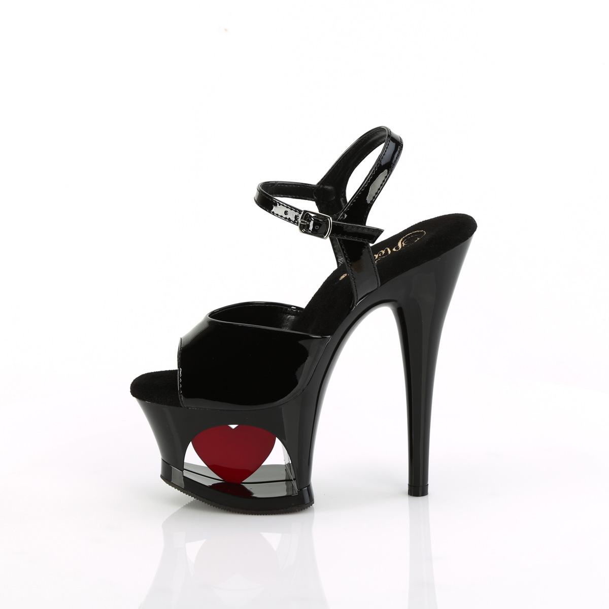 Pleaser Moon-709H B/B-R - Shiny Black High-Platform Sandals