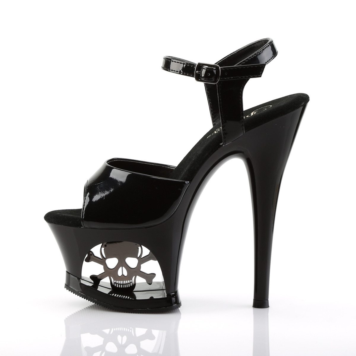 Pleaser Moon-709SK B/M - Shiny Black High-Platform Sandals