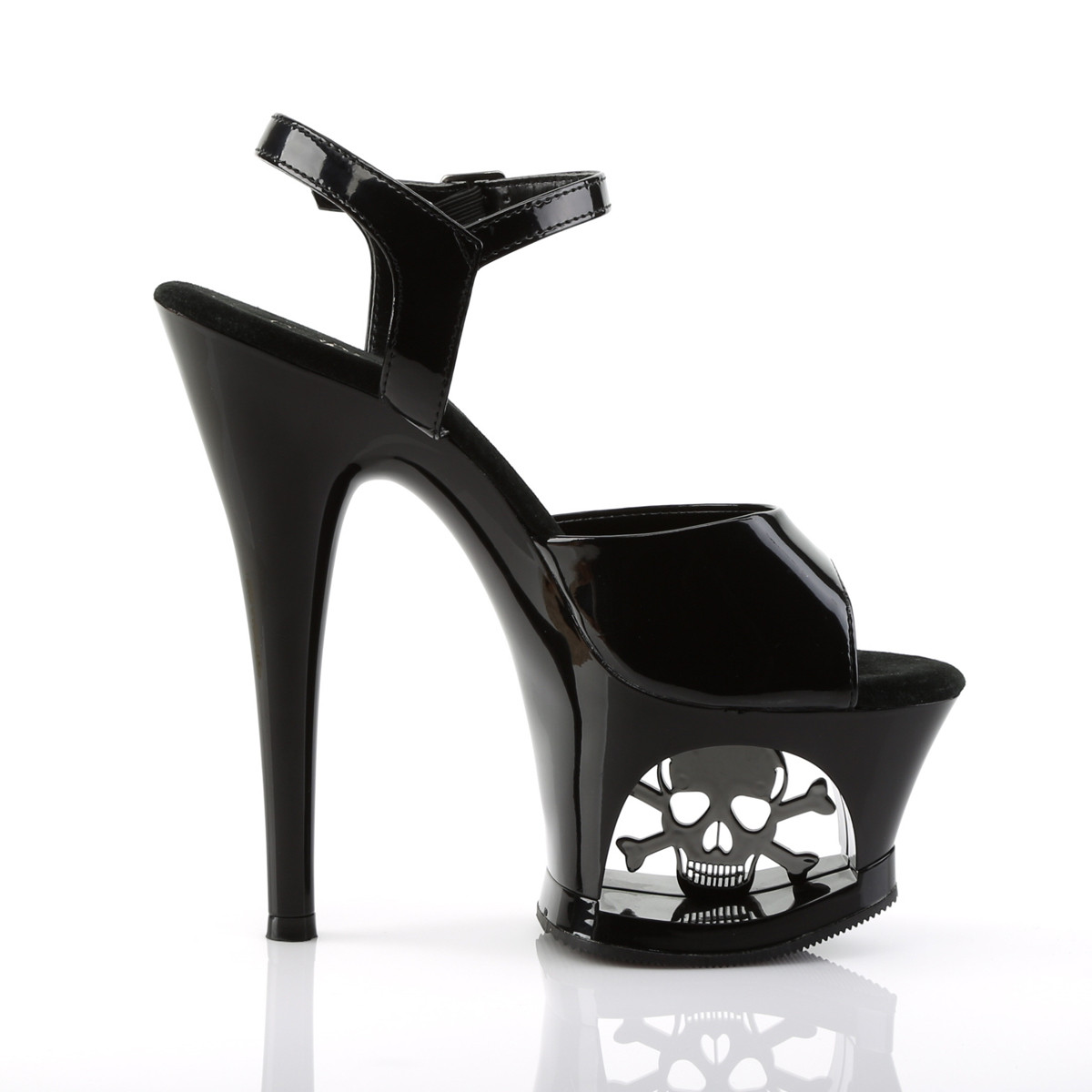 Pleaser Moon-709SK B/M - Shiny Black High-Platform Sandals