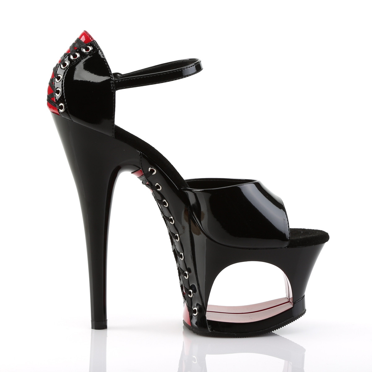 Pleaser Moon-760FH B-R/B - Shiny Black High-Platform Sandals