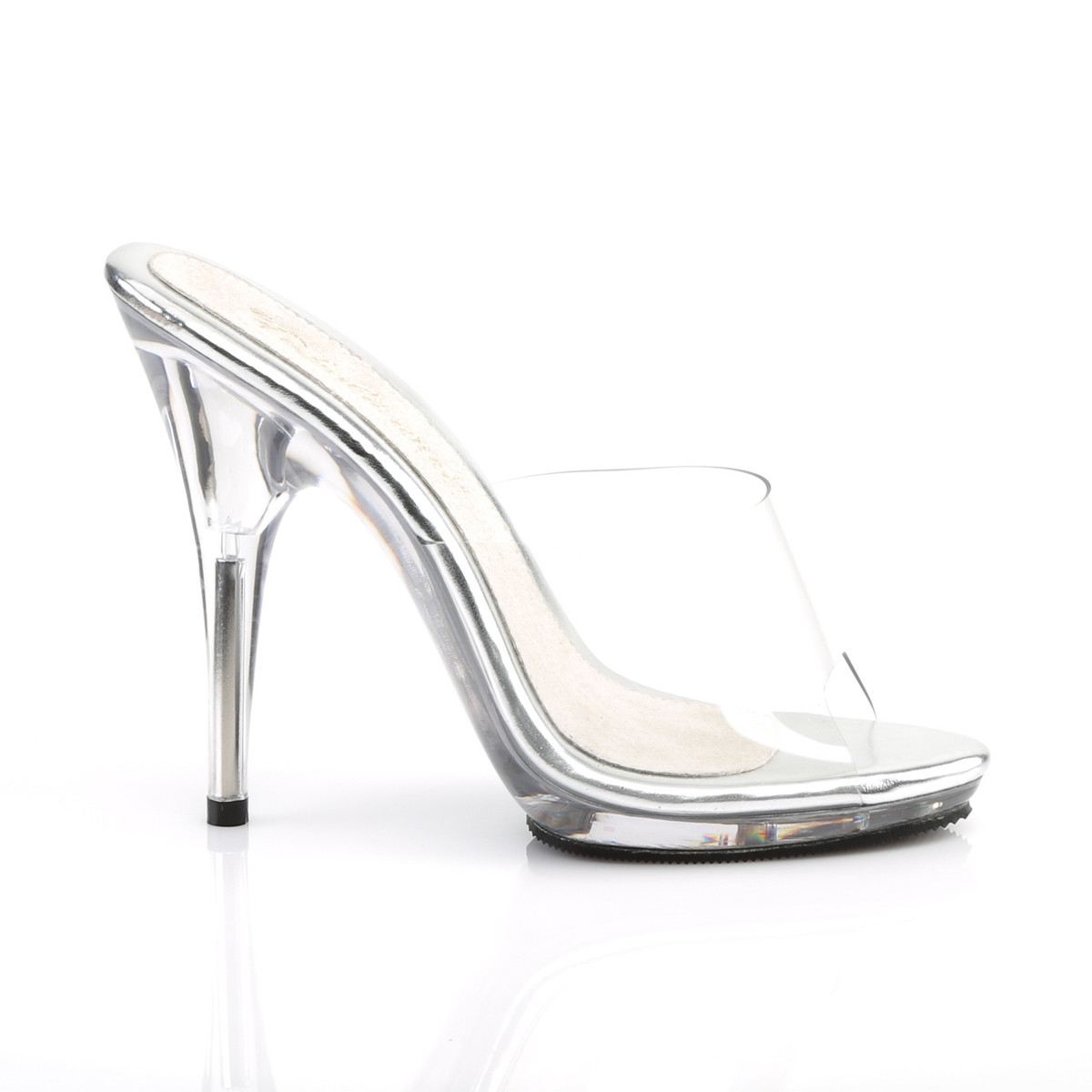 Fabulicious Poise-501 C/M - Clear High-Heel Single Sole Slides