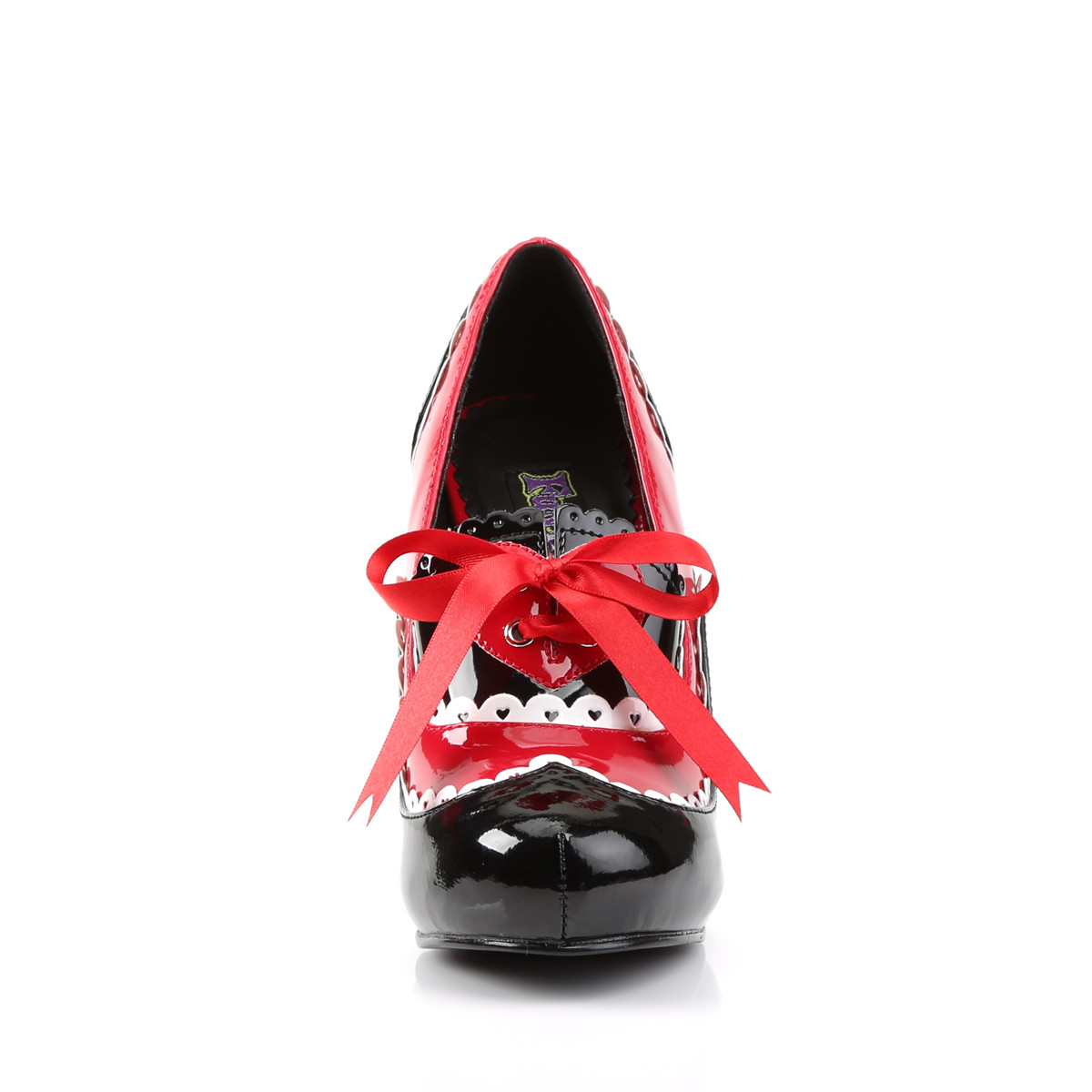 Funtasma Queen-03 BRW - Shiny Black High Chunky-Heel Stilettos