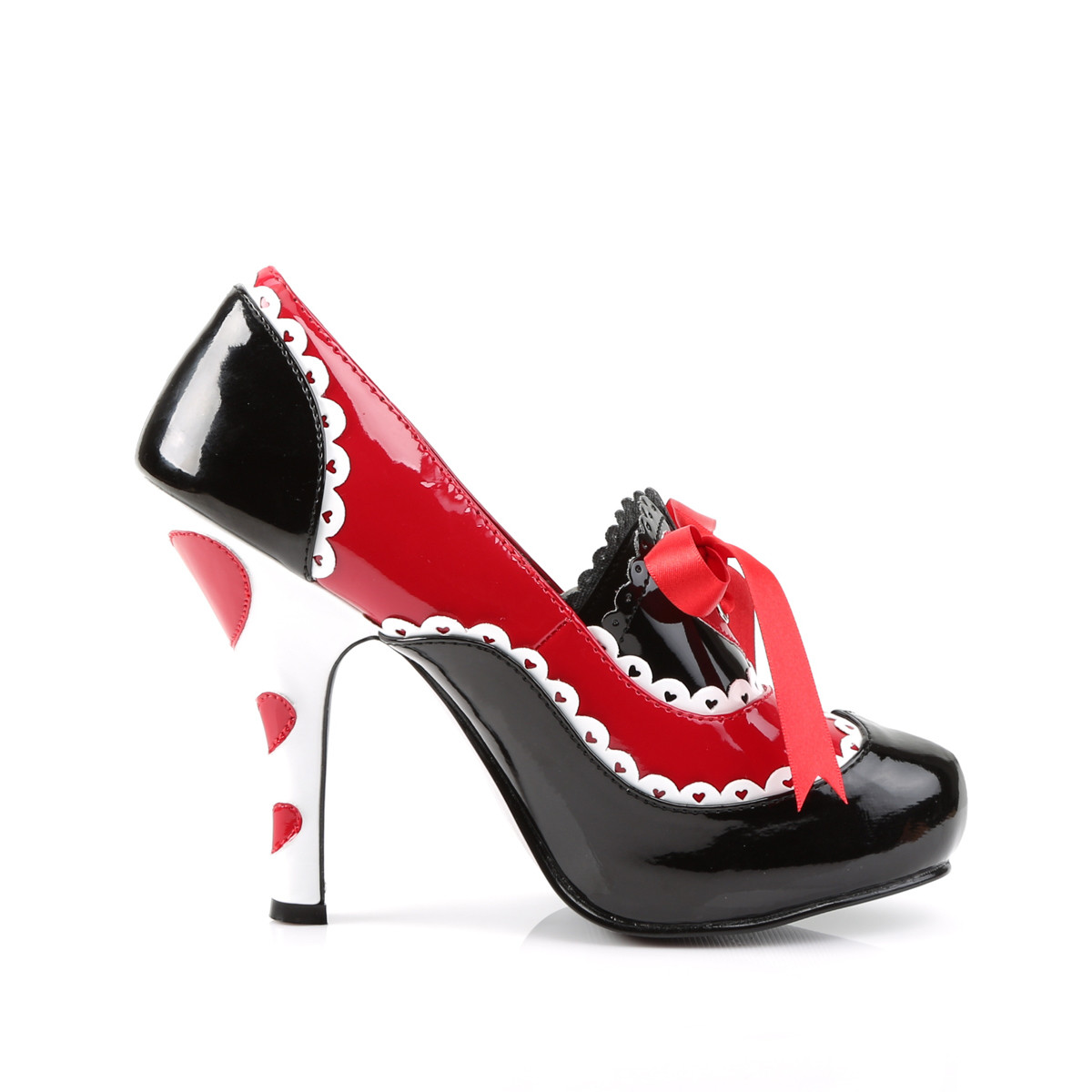 Funtasma Queen-03 BRW - Shiny Black High Chunky-Heel Stilettos