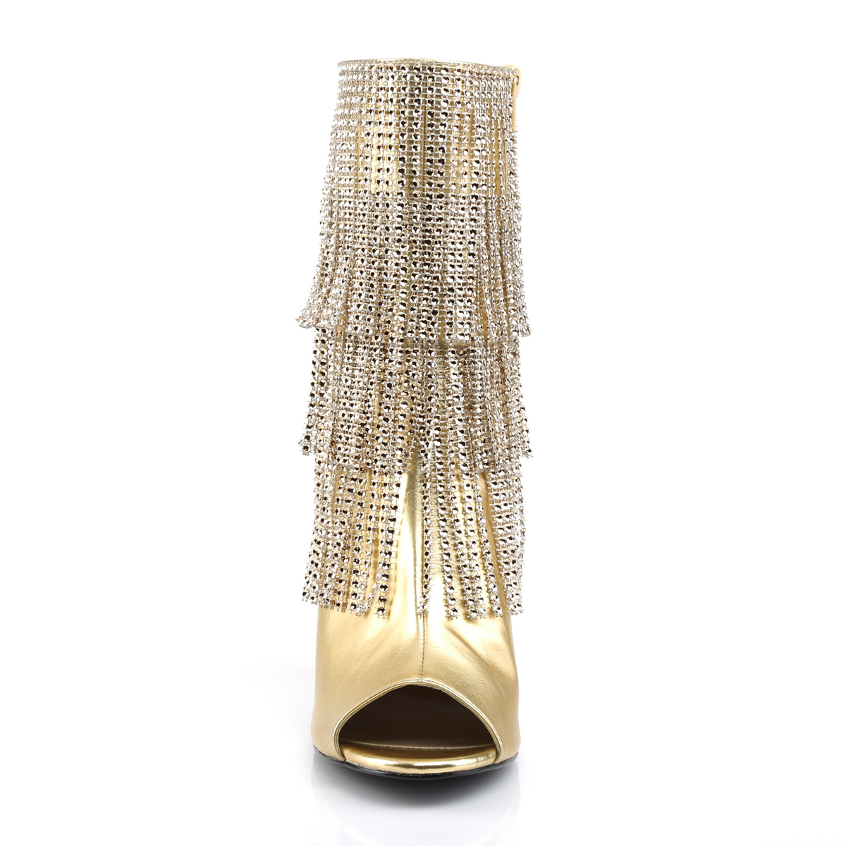 Pleaser Pink Label Queen-100 GPU - Gold High Chunky-Heel Single Sole Ankle Boots