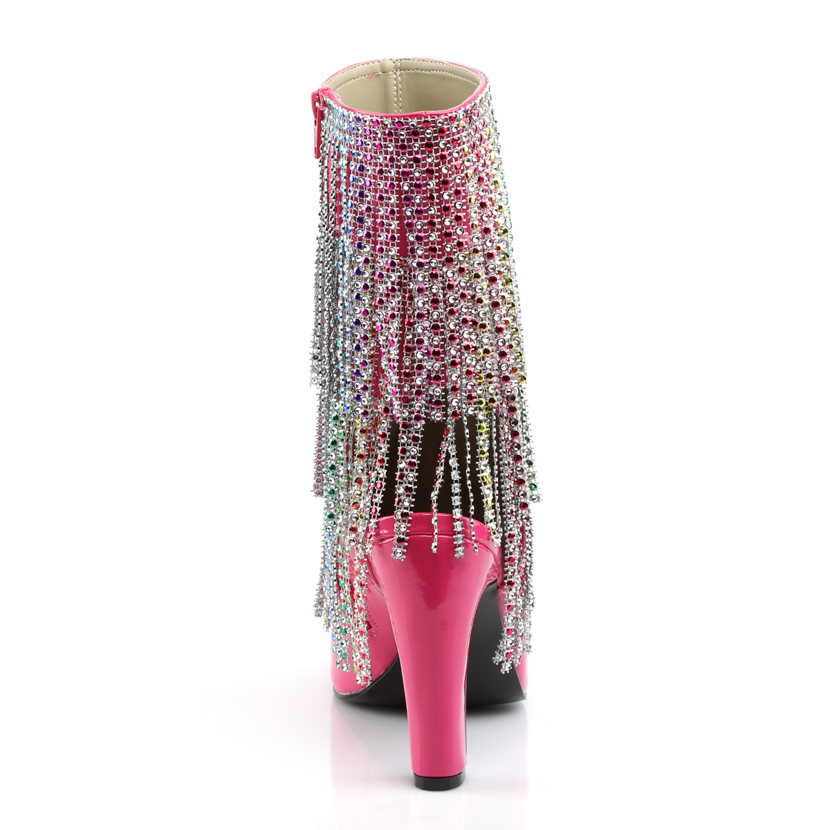 Pleaser Pink Label Queen-100 HP - Shiny Pink High Chunky-Heel Single Sole Ankle Boots