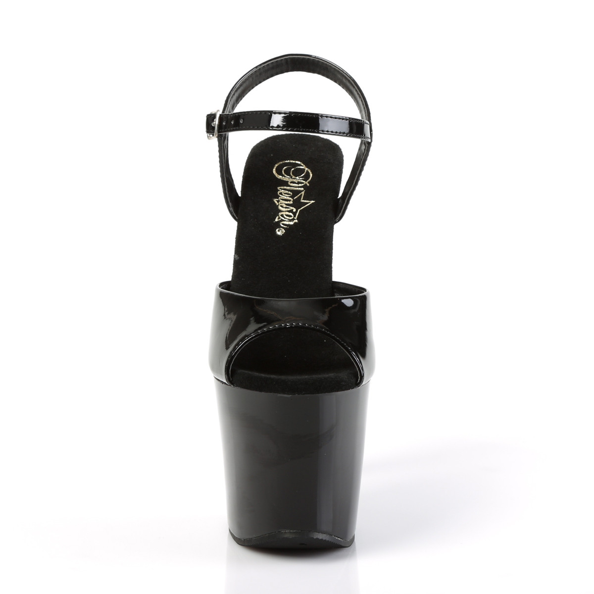 Pleaser Radiant-709 B/M - Shiny Black High-Platform Sandals