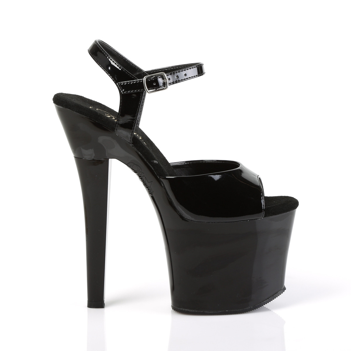 Pleaser Radiant-709 B/M - Shiny Black High-Platform Sandals