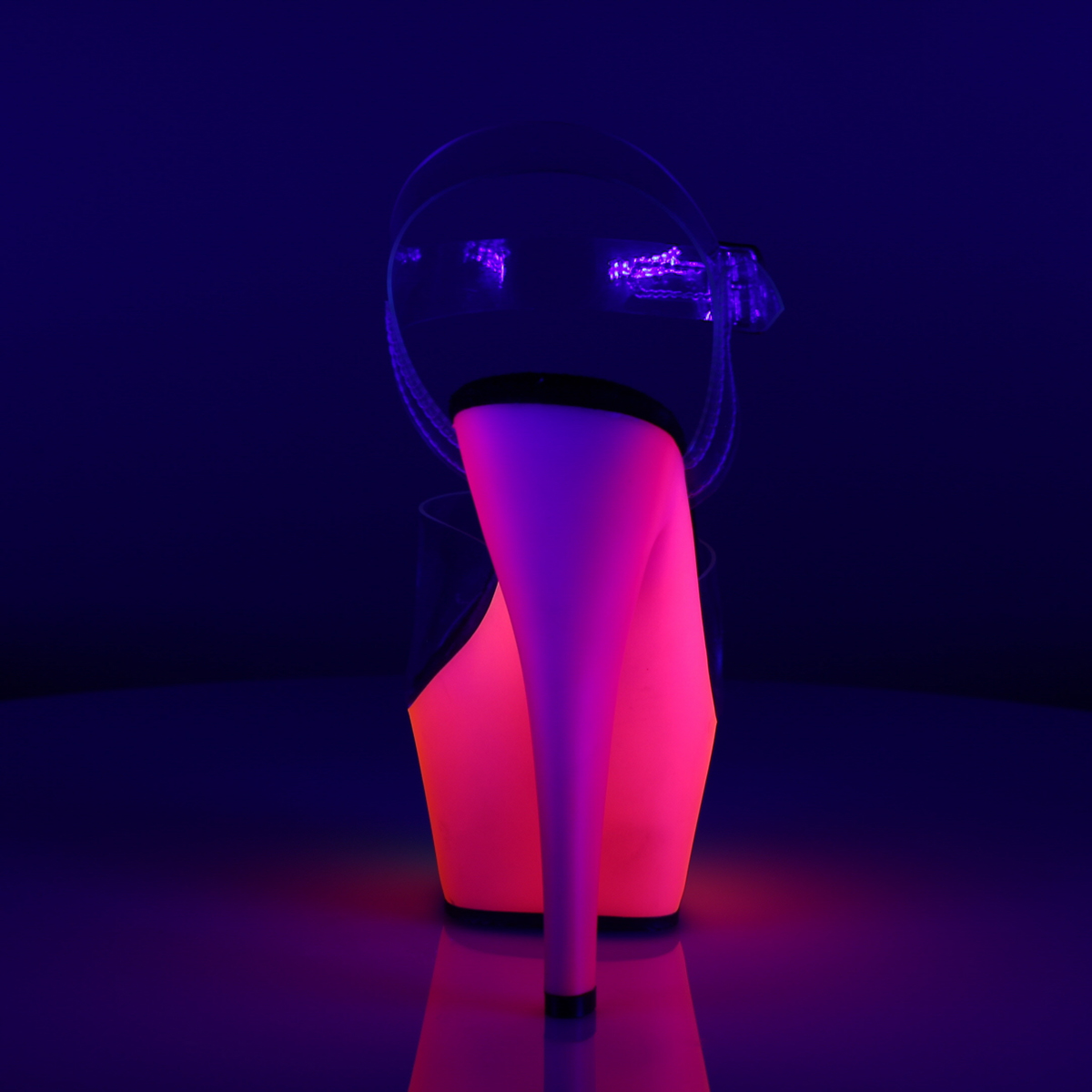 Pleaser Rainbow-208UV C/NMC - Clear Uv Reactive Platform High-Heel Sandals