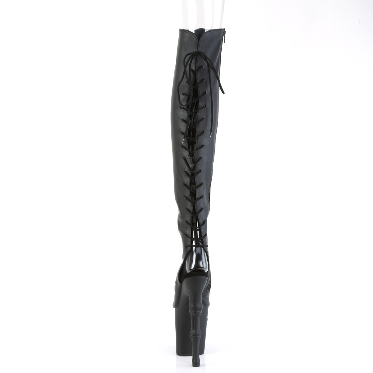 Pleaser Rapture-3019 BPU/M - Black High-Platform Peep Toe Boots